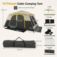 10 Person Instant Cabin Camping Tent with Rainfly