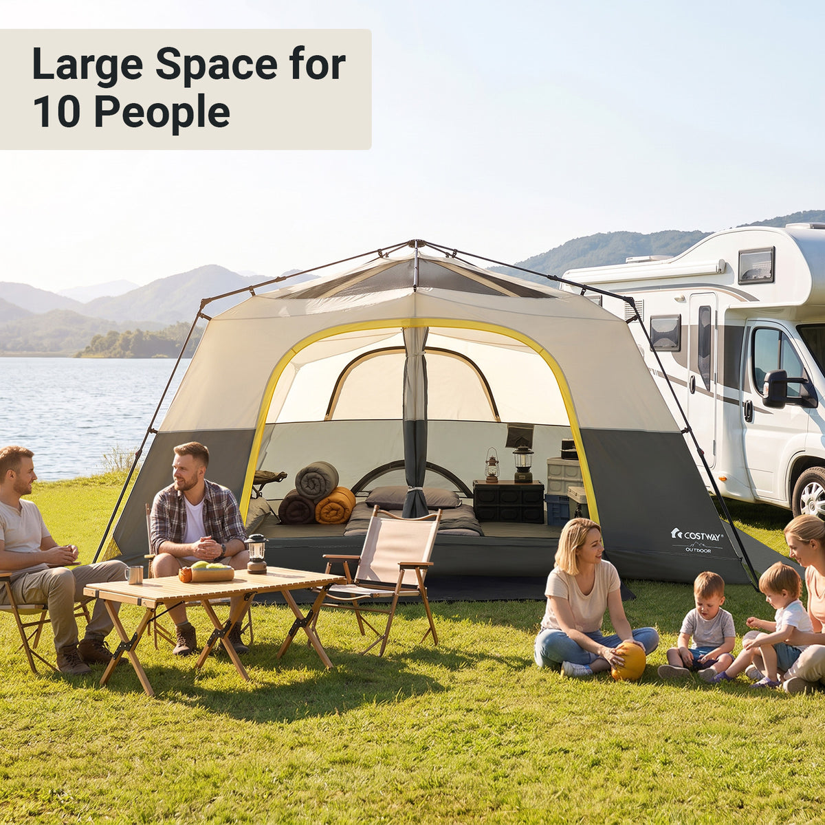 10 Person Instant Cabin Camping Tent with Rainfly