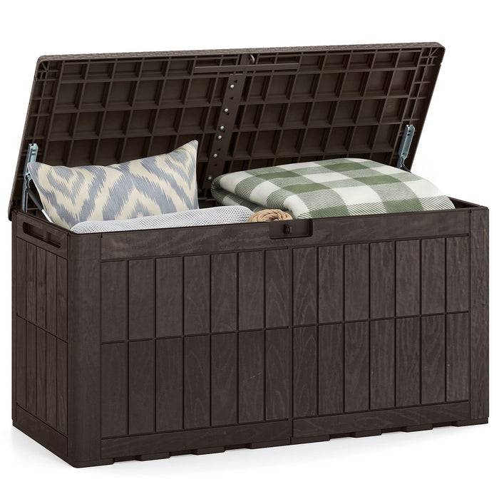 380/455/680L All Weather Patio Bench Storage Box Waterproof for Garden Tools