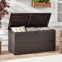380/455L All Weather Patio Bench Storage Box Waterproof for Garden Tools