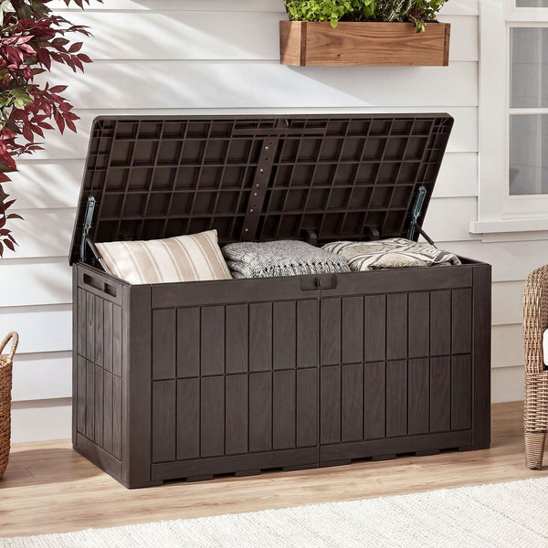 380/455/680L All Weather Patio Bench Storage Box Waterproof for Garden Tools