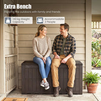 380/455L All Weather Patio Bench Storage Box Waterproof for Garden Tools