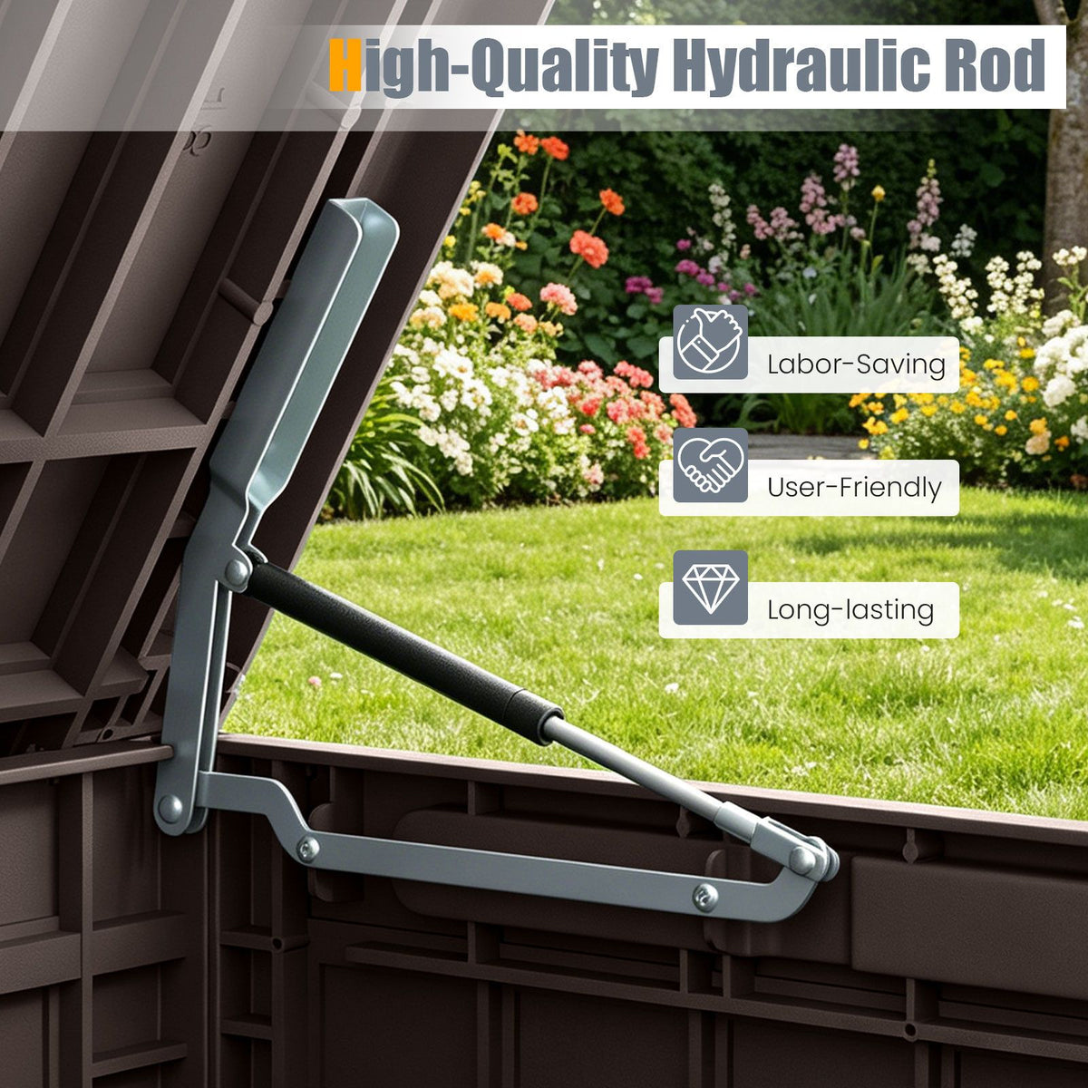 380/455L All Weather Patio Bench Storage Box Waterproof for Garden Tools