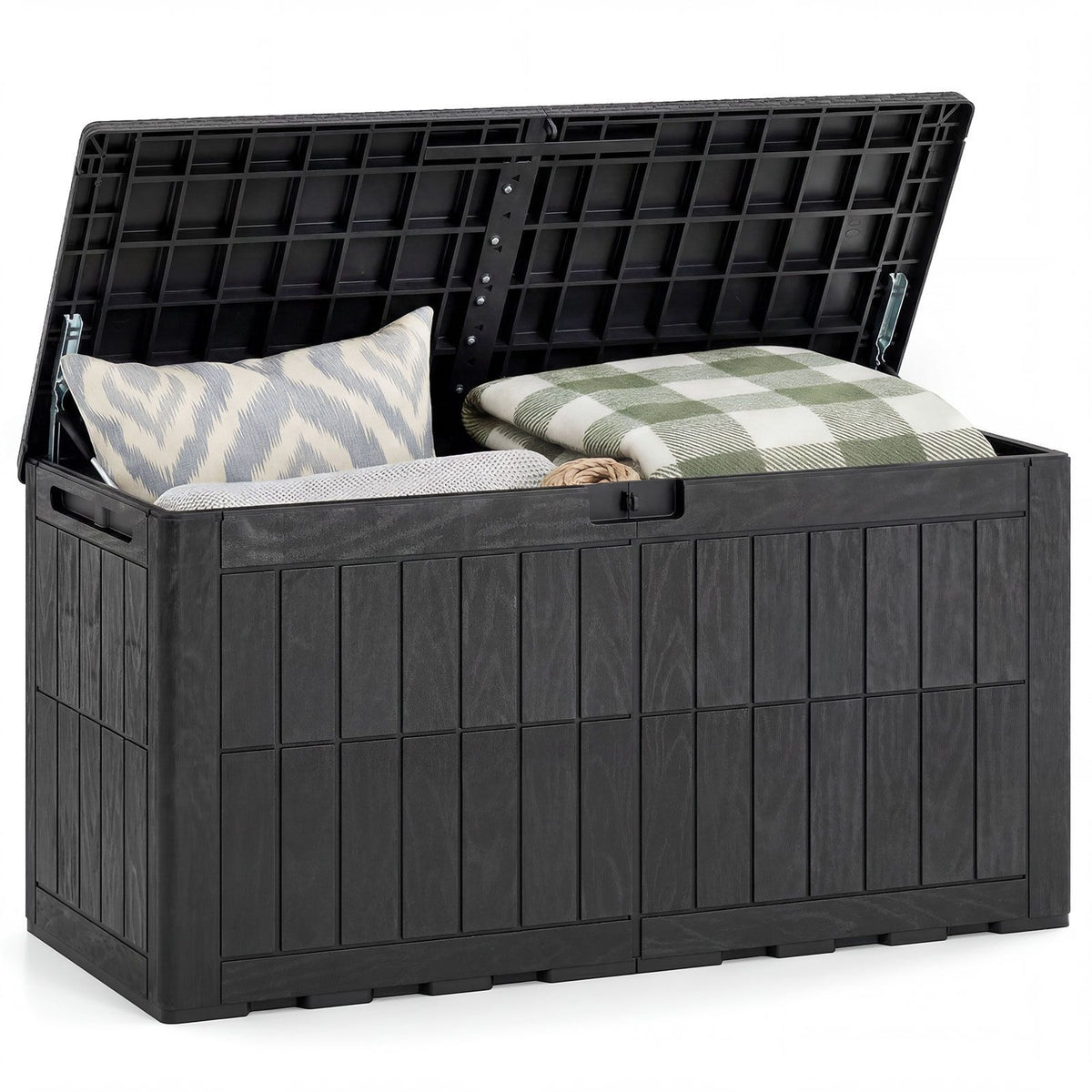 380/455L All Weather Patio Bench Storage Box Waterproof for Garden Tools