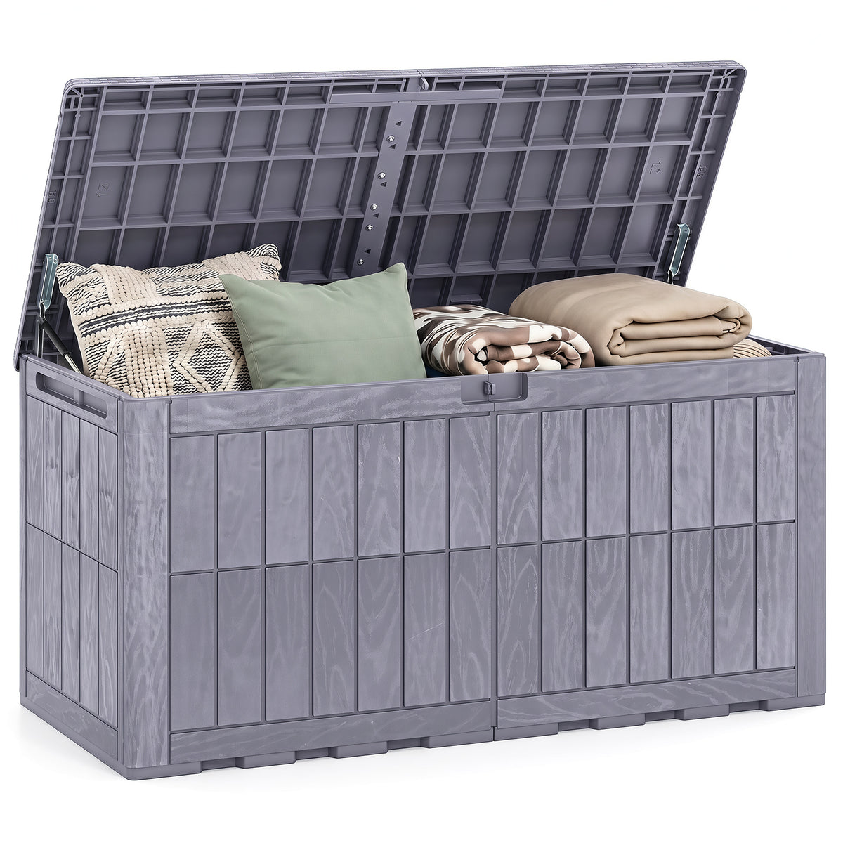 380/455/680L All Weather Patio Bench Storage Box Waterproof for Garden Tools