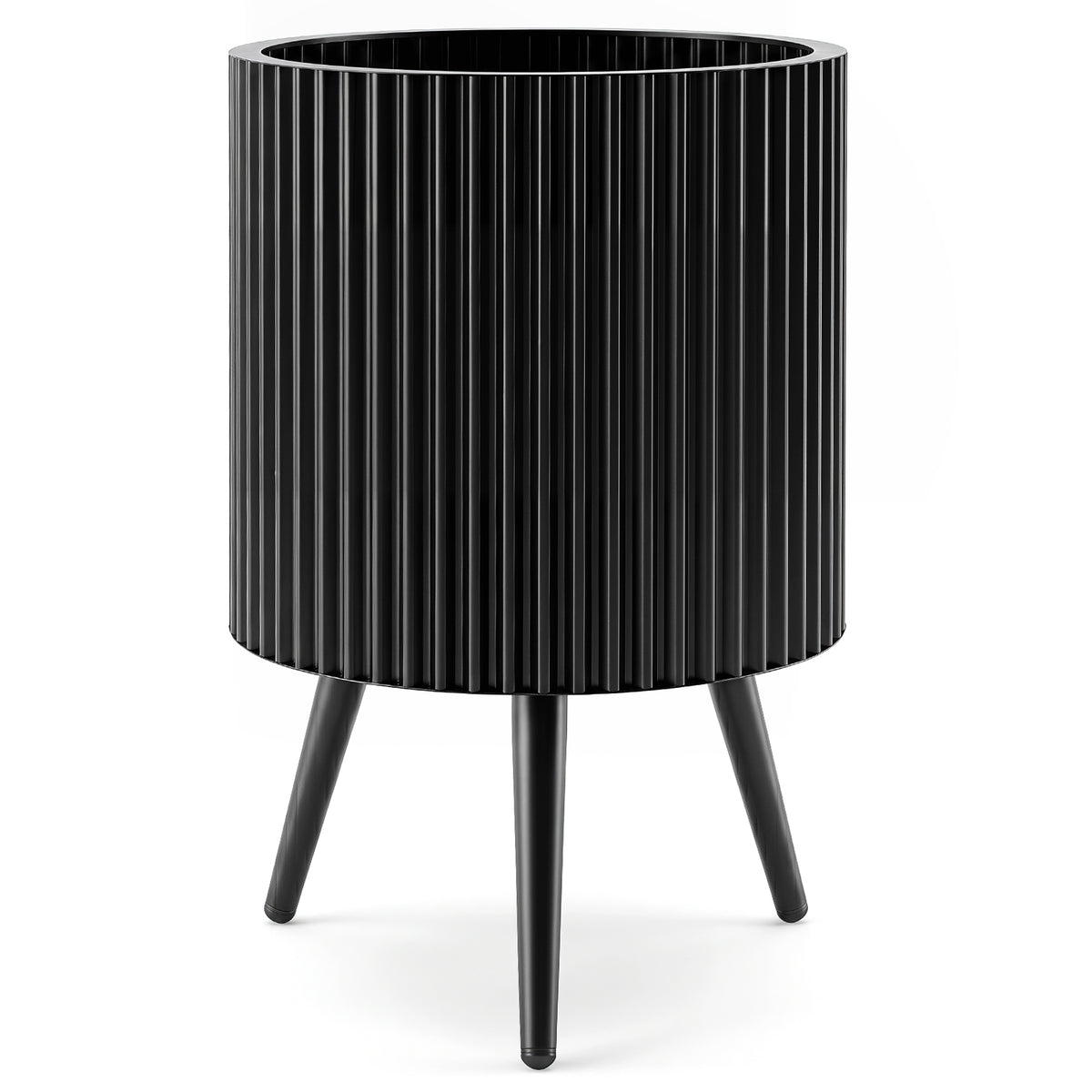 35/42/49.5cm Plant Pot with Stand, Mid-Century Modern Fluted Planter