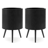 35/42/49.5cm Plant Pot with Stand, Mid-Century Modern Fluted Planter