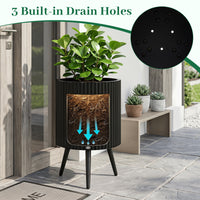 35/42/49.5cm Plant Pot with Stand, Mid-Century Modern Fluted Planter