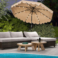 3m Solar Patio Umbrella with 24 LED Lights Vented Top and Ruffles