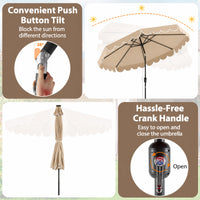 3m Solar Patio Umbrella with 24 LED Lights Vented Top and Ruffles