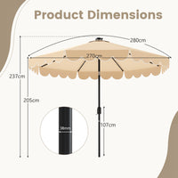 2.8M Solar Patio Umbrella with 24 LED Lights