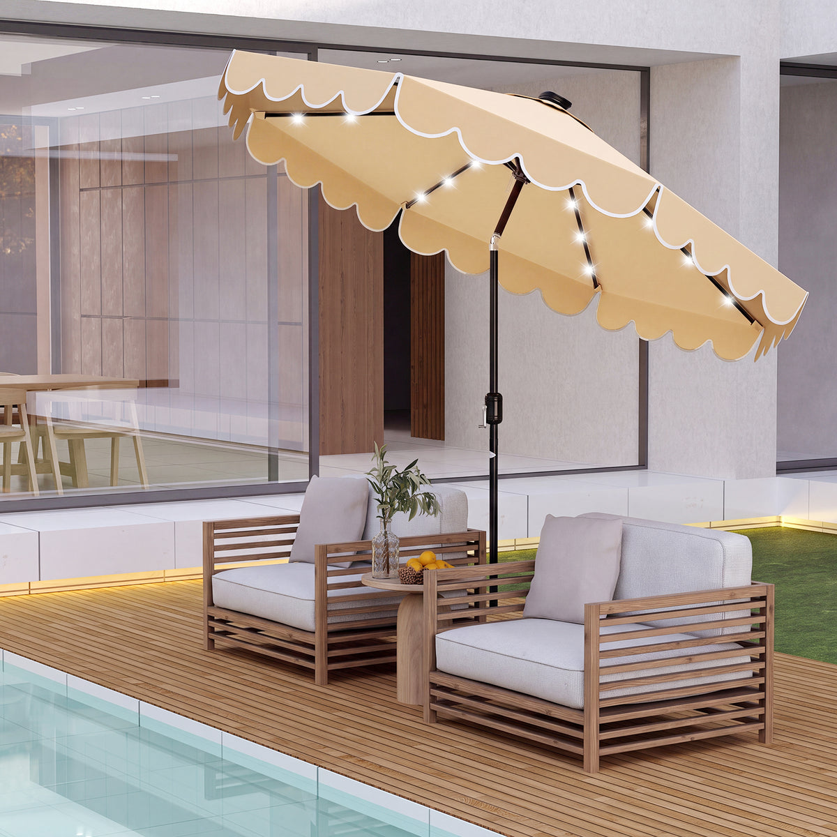 2.8M Solar Patio Umbrella with 24 LED Lights