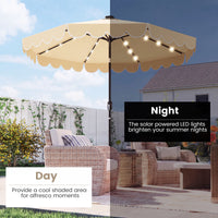 2.8M Solar Patio Umbrella with 24 LED Lights