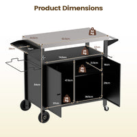 Outdoor Grill Cart and Food Prep Station with Stainless Steel Top