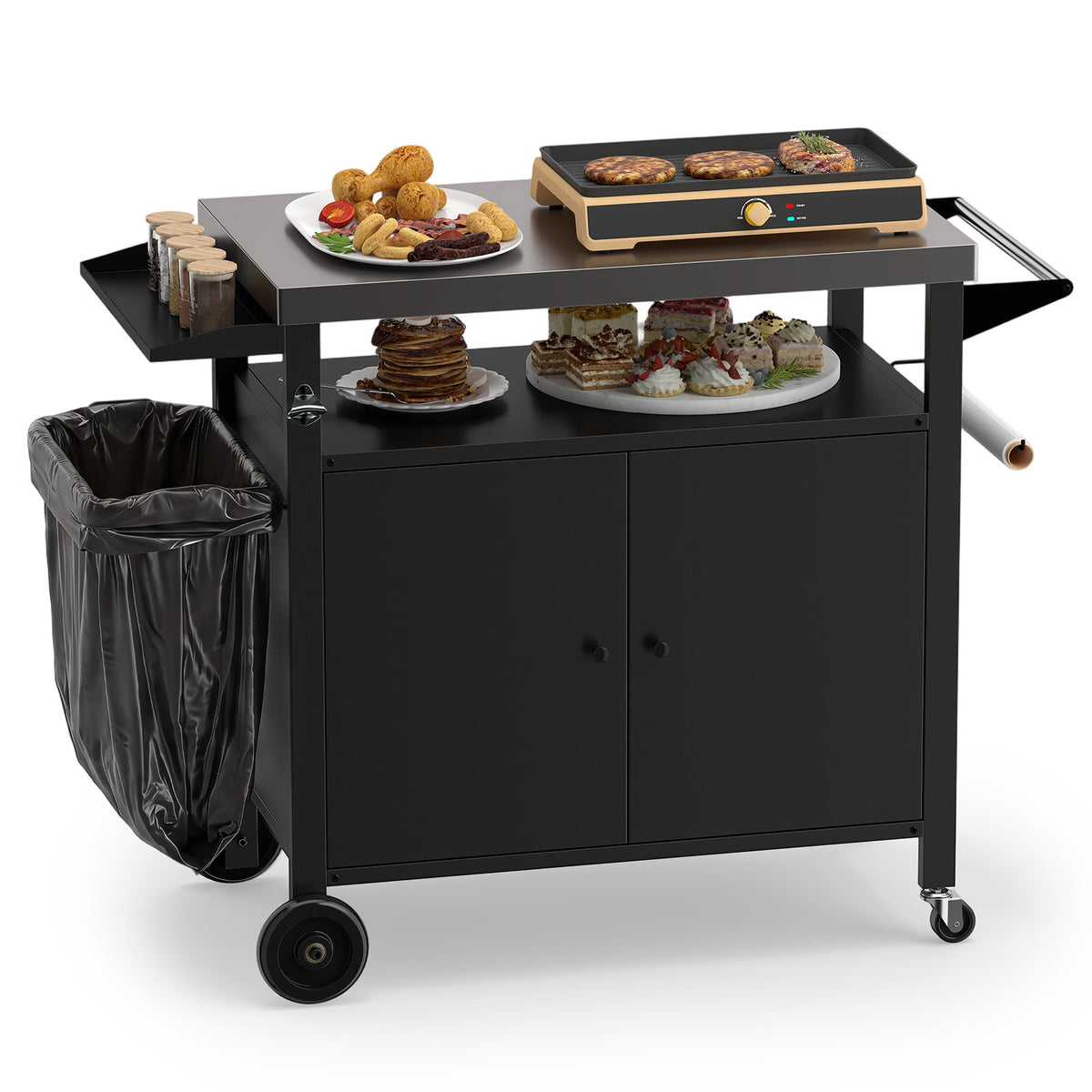 Outdoor Grill Cart and Food Prep Station with Stainless Steel Top