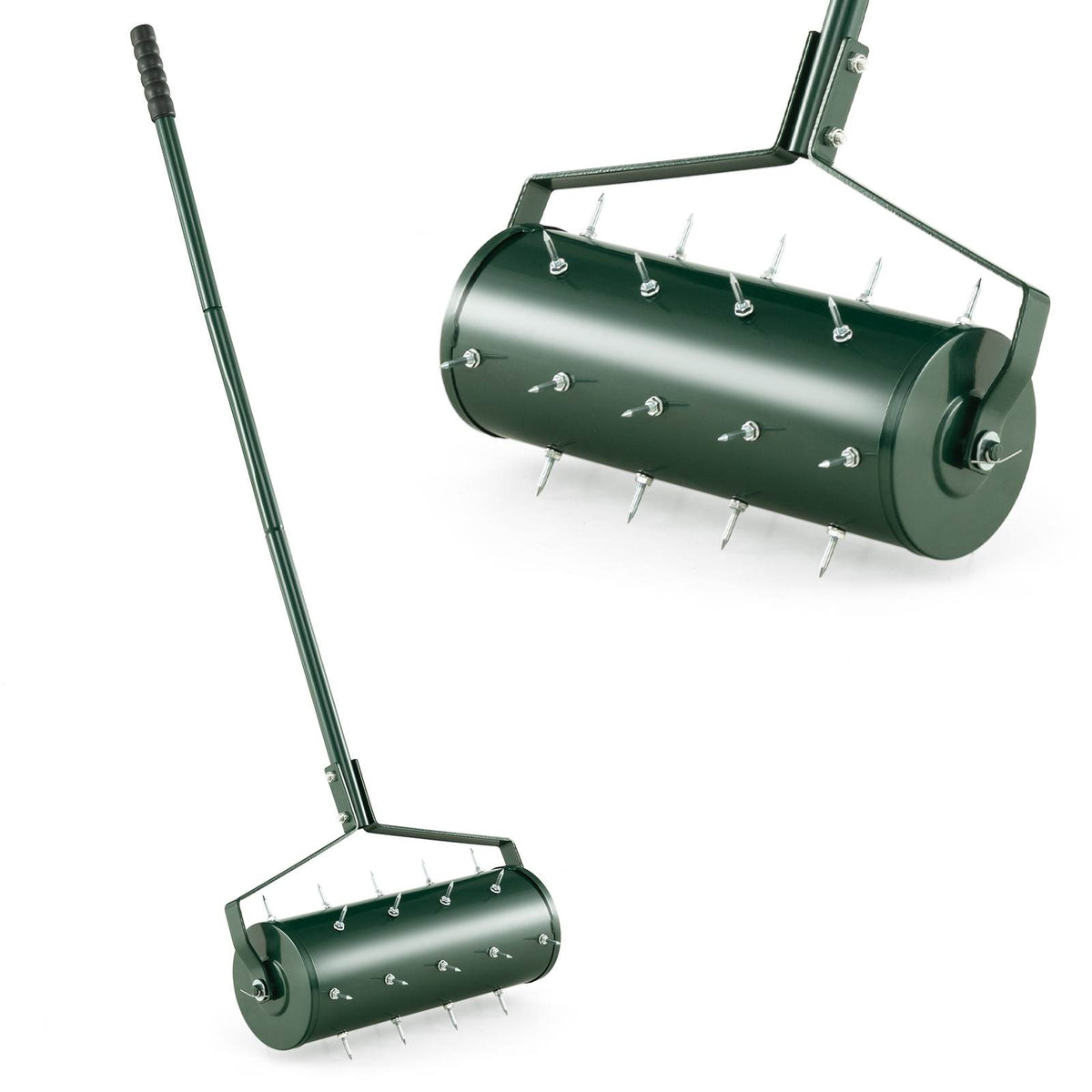 Heavy-Duty Rolling Aerator w/ Lawn Soil Penetrating Spikes & 130 cm Handle