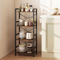 Narrow Bookshelf 4-Tier with Heavy Duty Metal Frame and Open Shelves