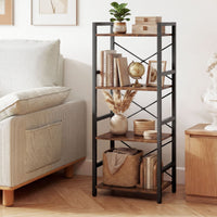 Narrow Bookshelf 4-Tier with Heavy Duty Metal Frame and Open Shelves