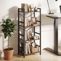 Narrow Bookshelf 4-Tier with Heavy Duty Metal Frame and Open Shelves