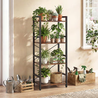 Narrow Bookshelf 4-Tier with Heavy Duty Metal Frame and Open Shelves