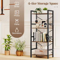 Narrow Bookshelf 4-Tier with Heavy Duty Metal Frame and Open Shelves