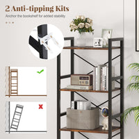 Narrow Bookshelf 4-Tier with Heavy Duty Metal Frame and Open Shelves