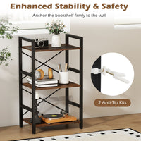 Narrow Freestanding Display Shelf Industrial Bookcase for Office Home