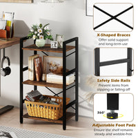 Narrow Freestanding Display Shelf Industrial Bookcase for Office Home