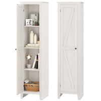 183cm Tall Narrow Storage Cabinet with 4 Shelves and Single Door