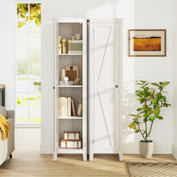 183cm Tall Narrow Storage Cabinet with 4 Shelves and Single Door