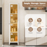 183cm Tall Narrow Storage Cabinet with 4 Shelves and Single Door