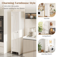 183cm Tall Narrow Storage Cabinet with 4 Shelves and Single Door