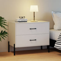 Nightstand with 2 Removable Drawers and Heavy Duty Metal Legs for Living Room and Bedroom