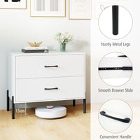Nightstand with 2 Removable Drawers and Heavy Duty Metal Legs for Living Room and Bedroom