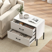 Nightstand with 2 Removable Drawers and Heavy Duty Metal Legs for Living Room and Bedroom