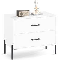 Nightstand with 2 Removable Drawers and Heavy Duty Metal Legs for Living Room and Bedroom