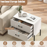 Nightstand with 2 Removable Drawers and Heavy Duty Metal Legs for Living Room and Bedroom