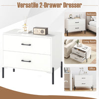 Nightstand with 2 Removable Drawers and Heavy Duty Metal Legs for Living Room and Bedroom