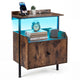 Nightstand with Charging Station and LED Light for Bedroom and Living Room