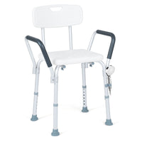 6-PositionAdjustable Height Shower Chair with Back and Arms
