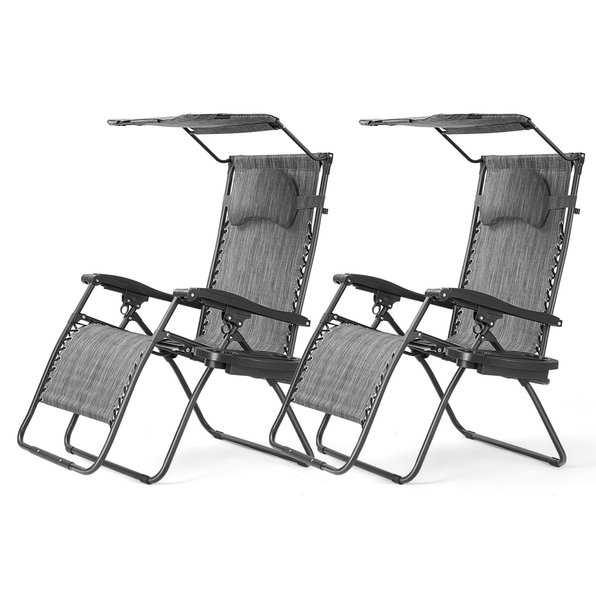 Large Folding Recliner with Awning and Headrest