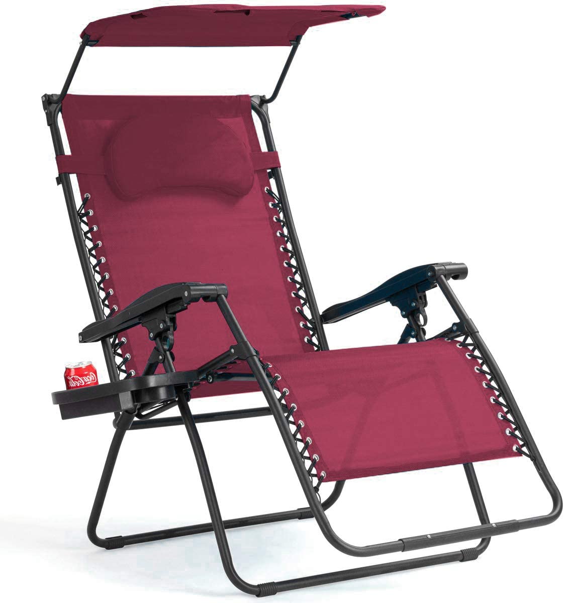 Large Folding Recliner with Awning and Headrest