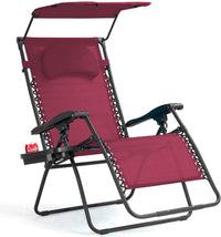 Large Folding Recliner with Awning and Headrest