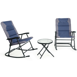 3 Pieces Outdoor Rocking Chairs with Round Table