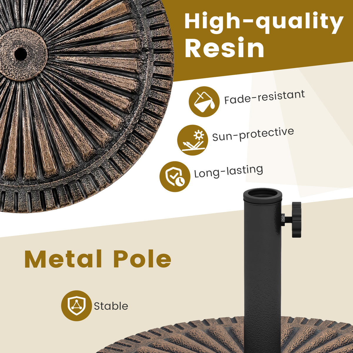 14 KG Heavy Duty Umbrella Base Round with Adjustable Knob for 38-48mm Pole