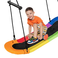 Kids Detachable Surf Swing, Flying Outdoor Indoor Saucer Hammock, 100-160cm Adjustable Hanging Rope