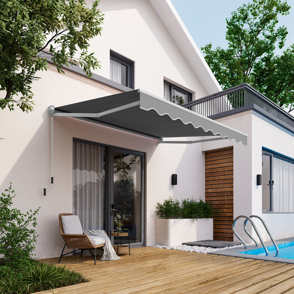 2.5 x 2.95M Retractable Awning, Sun Shade Shelter w/Easy Opening Manual Crank Handle