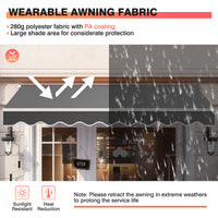 2.5 x 2.95M Retractable Awning, Sun Shade Shelter w/Easy Opening Manual Crank Handle