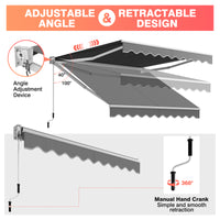 2.5 x 2.95M Retractable Awning, Sun Shade Shelter w/Easy Opening Manual Crank Handle