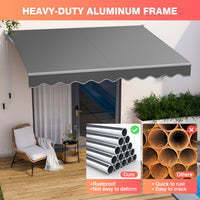 2.5 x 2.95M Retractable Awning, Sun Shade Shelter w/Easy Opening Manual Crank Handle